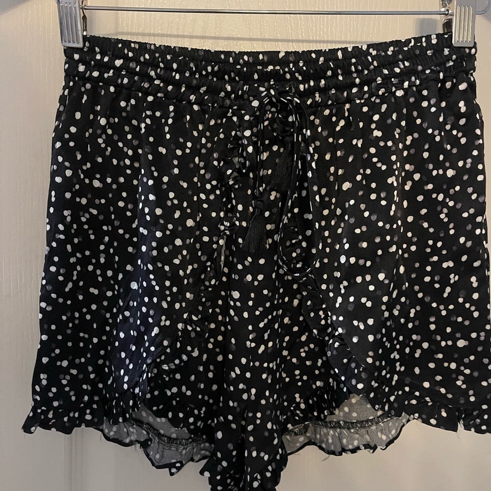 bebe Black and‎ White Polka Dot Shorts